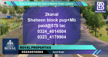 Residential Plot for Sale in Bahria Town, Lahore - (BP-86090)
