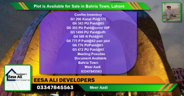 Residential Plot for Sale in Bahria Town, Lahore - (BP-86092)
