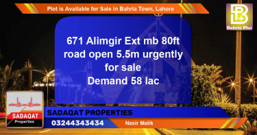 Residential Plot for Sale in Bahria Town, Lahore - (BP-86093)
