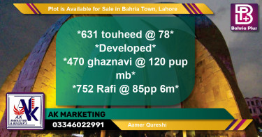 Residential Plot for Sale in Bahria Town, Lahore - (BP-86115)
