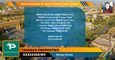 Residential Plot for Sale in Bahria Town, Lahore - (BP-86129)