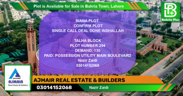Residential Plot for Sale in Bahria Town, Lahore - (BP-86140)