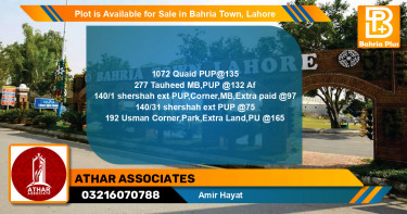Residential Plot for Sale in Bahria Town, Lahore - (BP-86200)