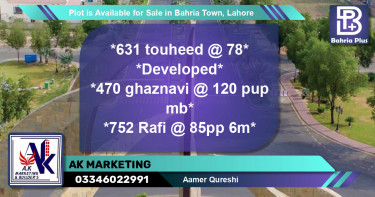 Residential Plot for Sale in Bahria Town, Lahore - (BP-86233)