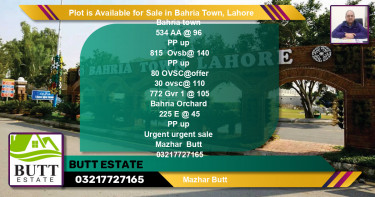 Residential Plot for Sale in Bahria Town, Lahore - (BP-86277)
