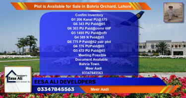 Residential Plot for Sale in Bahria Orchard, Lahore - (BP-86280)