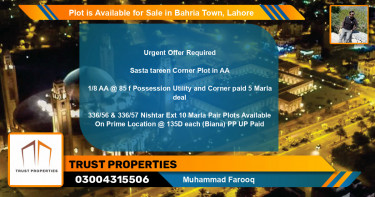 Residential Plot for Sale in Bahria Town, Lahore - (BP-86293)