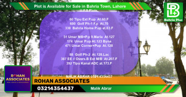 Residential Plot for Sale in Bahria Town, Lahore - (BP-86317)