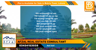 Residential Plot for Sale in Bahria Town, Lahore - (BP-86326)