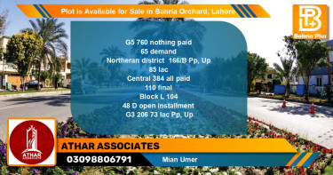 Residential Plot for Sale in Bahria Orchard, Lahore - (BP-86327)