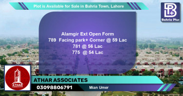 Residential Plot for Sale in Bahria Town, Lahore - (BP-86329)