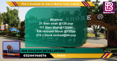 Residential Plot for Sale in Bahria Town, Lahore - (BP-86339)