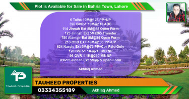 Residential Plot for Sale in Bahria Town, Lahore - (BP-86425)