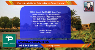 Residential Plot for Sale in Bahria Town, Lahore - (BP-86426)