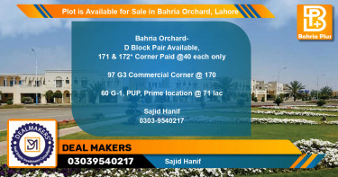 Commercial Plot for Sale in Bahria Orchard, Lahore - (BP-86435)