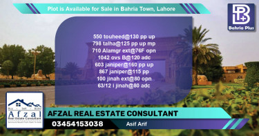 Residential Plot for Sale in Bahria Town, Lahore - (BP-86503)