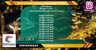Residential Plot for Sale in Bahria Town, Lahore - (BP-86513)