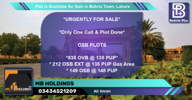 Residential Plot for Sale in Bahria Town, Lahore - (BP-86517)