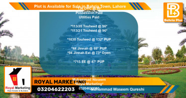 Residential Plot for Sale in Bahria Town, Lahore - (BP-86523)