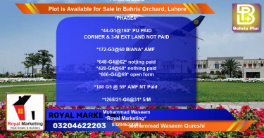 Residential Plot for Sale in Bahria Orchard, Lahore - (BP-86526)