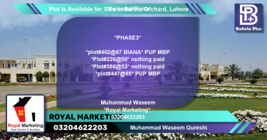 Residential Plot for Sale in Bahria Orchard, Lahore - (BP-86528)