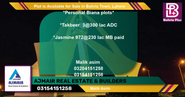 Residential Plot for Sale in Bahria Town, Lahore - (BP-86565)