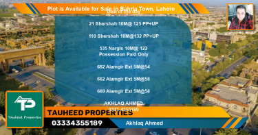 Residential Plot for Sale in Bahria Town, Lahore - (BP-86569)