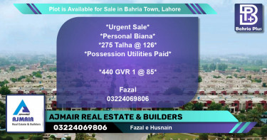 Residential Plot for Sale in Bahria Town, Lahore - (BP-86571)