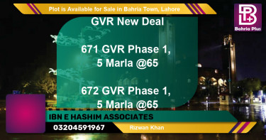 Residential Plot for Sale in Bahria Town, Lahore - (BP-86589)
