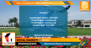 Residential Plot for Sale in Bahria Orchard, Lahore - (BP-86637)