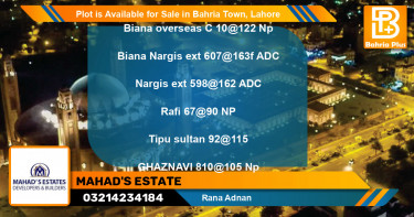 Residential Plot for Sale in Bahria Town, Lahore - (BP-86647)