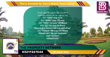 Residential Plot for Sale in Bahria Town, Lahore - (BP-86656)