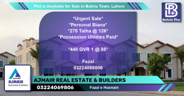 Residential Plot for Sale in Bahria Town, Lahore - (BP-86704)