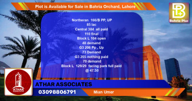 Residential Plot for Sale in Bahria Orchard, Lahore - (BP-86754)