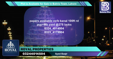 Residential Plot for Sale in Bahria Town, Lahore - (BP-86761)