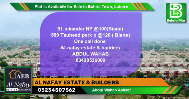 Residential Plot for Sale in Bahria Town, Lahore - (BP-86804)