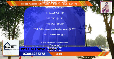 Residential Plot for Sale in Bahria Town, Lahore - (BP-86814)