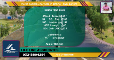 Commercial Plot for Sale in Bahria Town, Lahore - (BP-86818)