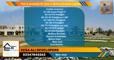 Residential Plot for Sale in Bahria Orchard, Lahore - (BP-86843)