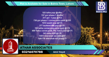 Residential Plot for Sale in Bahria Town, Lahore - (BP-86864)