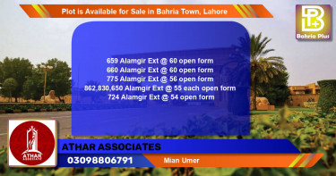 Residential Plot for Sale in Bahria Town, Lahore - (BP-86874)