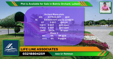 Residential Plot for Sale in Bahria Orchard, Lahore - (BP-86908)