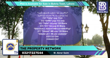 Residential Plot for Sale in Bahria Town, Lahore - (BP-86931)