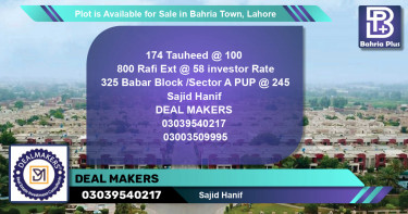 Residential Plot for Sale in Bahria Town, Lahore - (BP-86932)