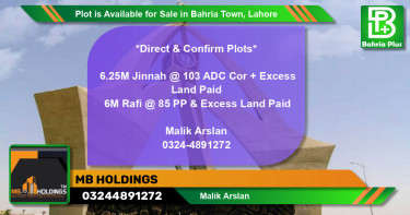Residential Plot for Sale in Bahria Town, Lahore - (BP-86939)