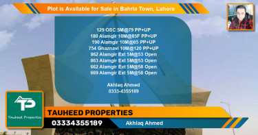 Residential Plot for Sale in Bahria Town, Lahore - (BP-86978)