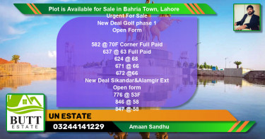 Residential Plot for Sale in Bahria Town, Lahore - (BP-87020)