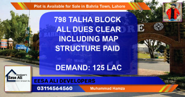 Residential Plot for Sale in Bahria Town, Lahore - (BP-87045)