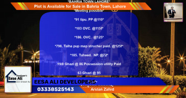 Residential Plot for Sale in Bahria Town, Lahore - (BP-87081)