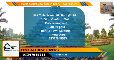 Residential Plot for Sale in Bahria Town, Lahore - (BP-87089)